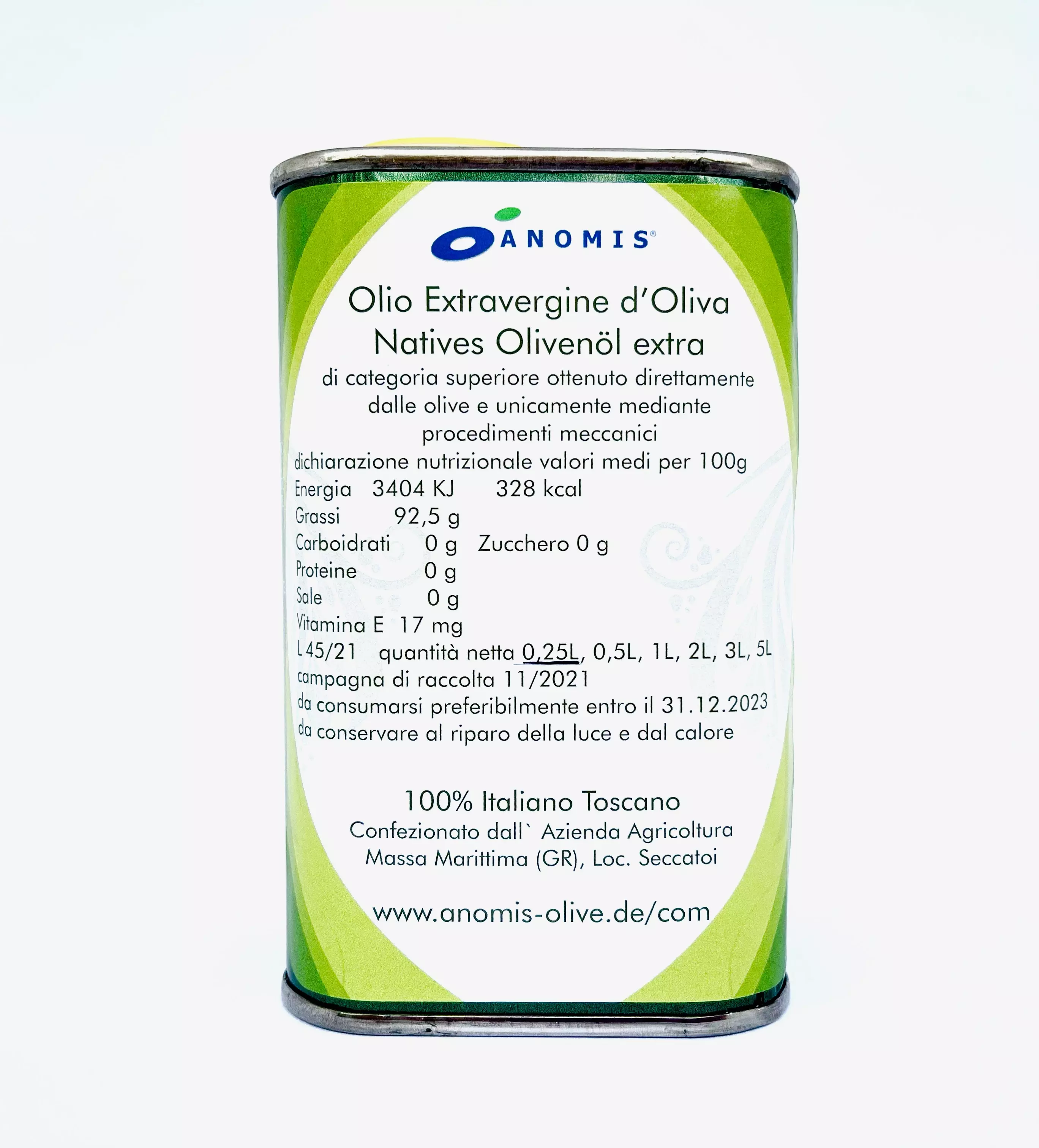 Olio Extravergine di Oliva - im 0,25 Liter Kanister - für Salat und Brot, Bruschetta -  100% Italiano Toscano