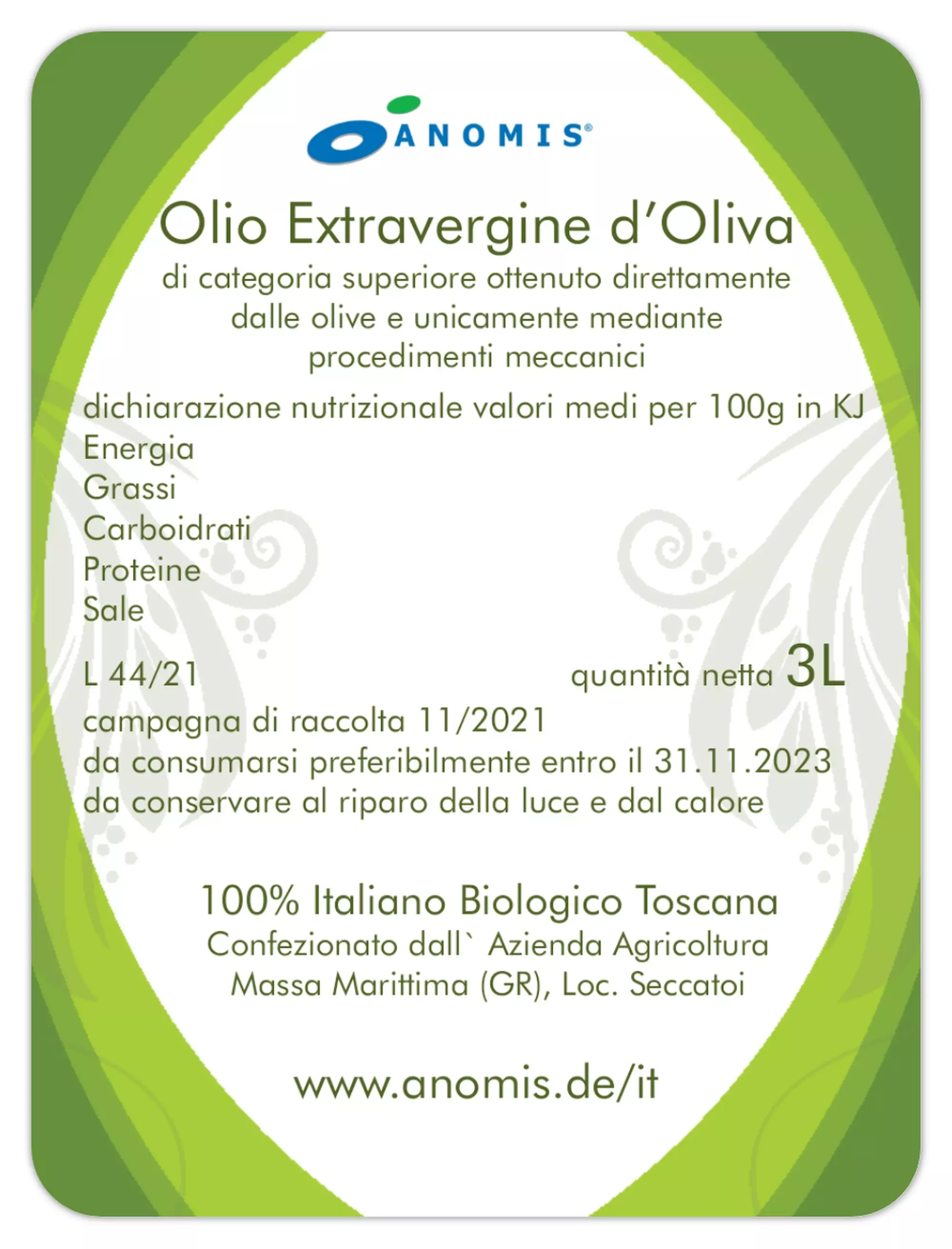 Olio Extravergine di Oliva - im 3 Liter Kanister - für Salat und Brot, Bruschetta -  100% Italiano Toscano